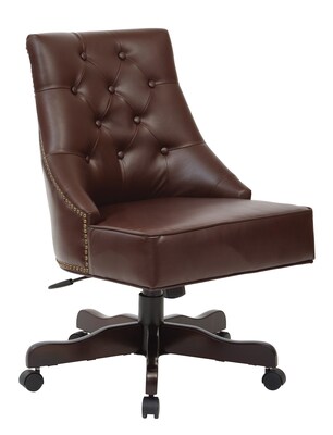 Inspired by Bassett Rebecca Office Chair with Dark Espresso Finish Base and Cocoa Bonded Leather Fabric (BP-REBEX-BD24)