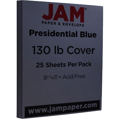 JAM Paper Extra Heavyweight 130 lb. Cardstock Paper, 8.5 x 11, Navy Blue, 25 Sheets/Pack (29613162