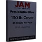 JAM Paper Extra Heavyweight 130 lb. Cardstock Paper, 8.5" x 11", Navy Blue, 25 Sheets/Pack (296131627)