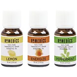 HoMedics Relax Sampler Therapeutic-Grade Essential Oil, Lemon, Peppermint & Energize Blend, 0.5 oz.,