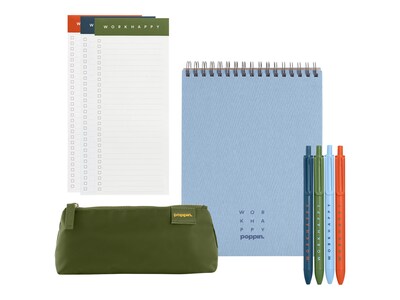 Poppin Work Happy Spiral Notebook Kit, 5.8 x 8.25, Ruled, 80 Sheets, Coast (108513)