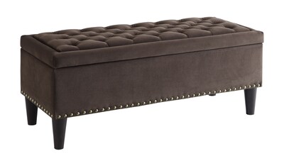 Ave Six Aster Storage Ottoman with Dark Espresso Legs and Chocolate Velvet Fabric (AST-C12)