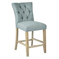 Inspired by Bassett Preston Counter Stool with Brushed Rustic Finish Legs and Marlow Bluebird Fabric - 2/Pack (BP-PSB24K-M27)