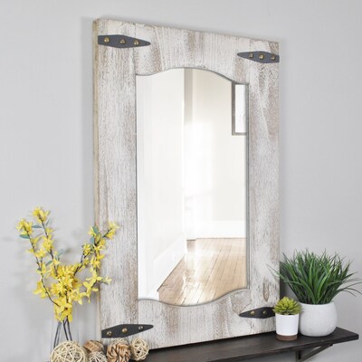 FirsTime® Barn Door 33.5" H x 21.5" W Tan Wooden Framed Wall Mirror (70000)
