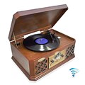 Pyle Home Bluetooth Vintage Classic-Style Turntable Record Player with CD & Cassette Players (PTCD4BT)