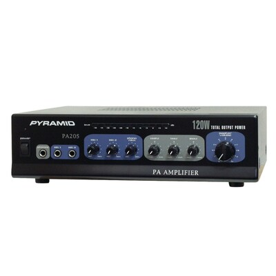 Pyramid Microphone PA Amplifier with 70V Output & Mic Talkover (PA205)