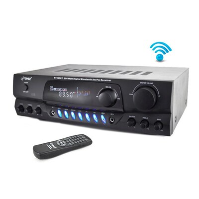 Pyle Home Home Theater Bluetooth Receiver Amplifier with AM/FM Radio & Two Microphone Inputs (PT265BT)