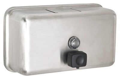 Alpine Manual Surface-Mounted Stainless Steel Wide Liquid Hand Soap Dispenser, 40 oz Capacity (ALP424-SSB)
