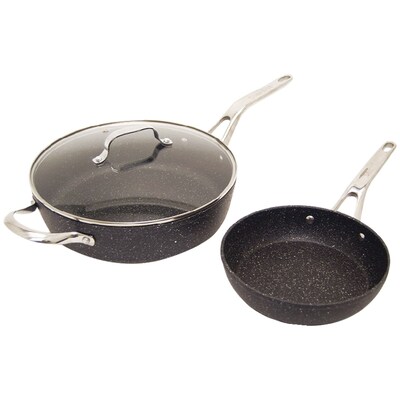 Starfrit The ROCK by Starfrit 3-Piece Cookware Set with Riveted Cast Stainless Steel Handles (060337