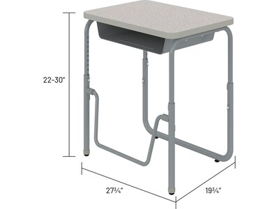 Safco AlphaBetter 28" Student Desk, Pebble Gray (1222GR)