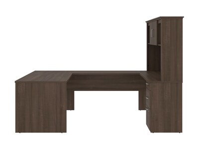 Bestar Logan 66" U-Shaped Desk with Hutch, Brown (46410-52)