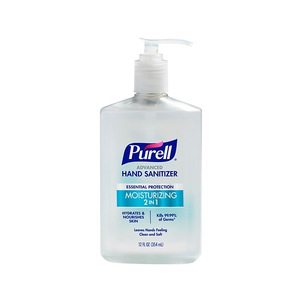 PURELL 2in1 Moisturizing Advanced Hand Sanitizer 70% Alcohol Gel, 12 oz Pump Bottle (3698-12)