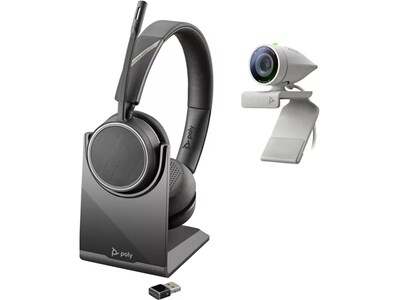 Poly Studio P5/Voyager 4220 UC USB Webcam and Wireless Headset Kit, White/Black (2200-87140-025)