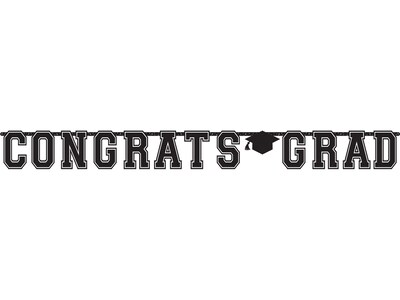 Amscan Graduation Letter Banner, Black/Silver/Gold 2/Pack (120586)