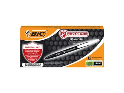 BIC Prevaguard Media Clic Mechanical Pencil, 0.7mm, #2 Medium Lead, Dozen (MPCMA11-BLK)