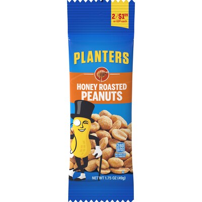 Planters® Honey Roasted Peanuts, 1.75 oz. Bags, 18/Box (07566)