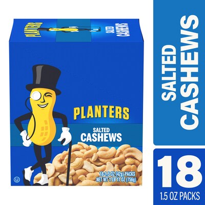 Planters Salted Cashews, 1.5 oz., 18 Bags/Pack (209-00626)