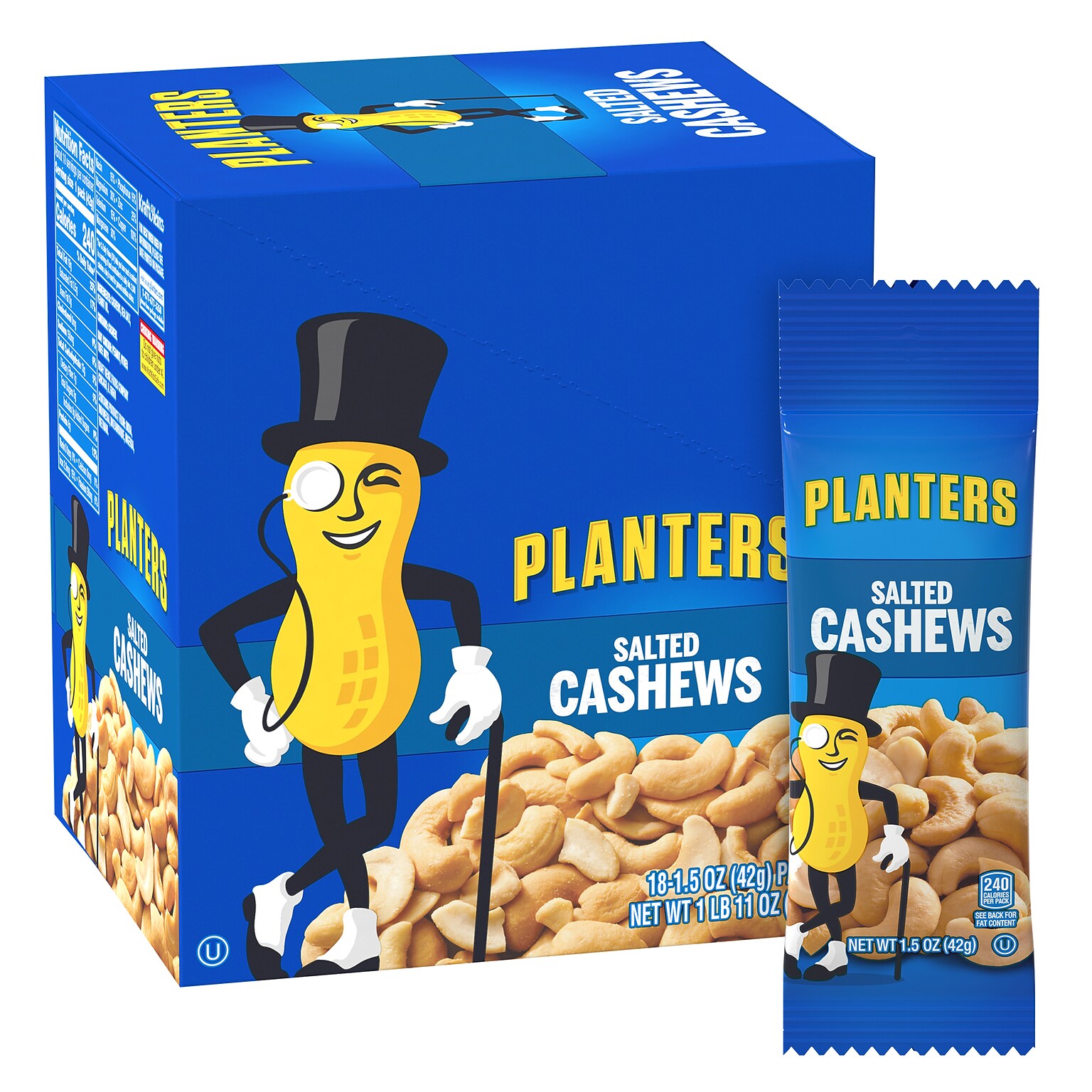 Planters Salted Cashews, 1.5 oz., 18 Bags/Pack (20900626)