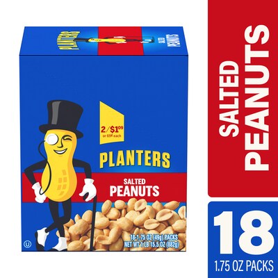 Planters Salted Peanuts, 1.75 oz., 18 Bags/Pack (209-00627)