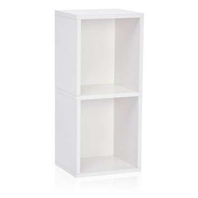 Way Basics 30.2"H 2 Shelf Narrow Bookcase Modern Eco Storage Shelf, White (BS285340770WE)