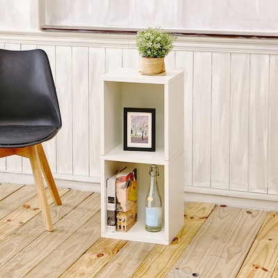 Way Basics 30.2"H 2 Shelf Narrow Bookcase Modern Eco Storage Shelf, White (BS285340770WE)