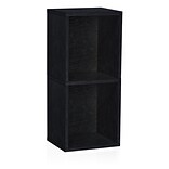 Way Basics 30.2H 2 Shelf Narrow Bookcase Modern Eco Storage Shelf, Black Wood Grain (BS285340770BK)