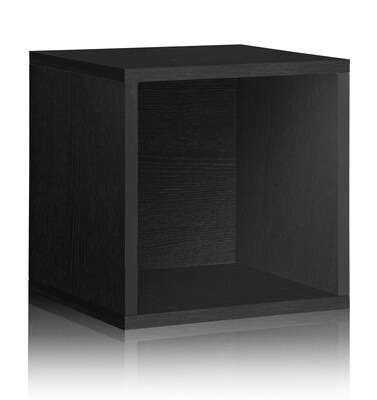 Way Basics 15H Large Eco Modern Stackable Storage Cube, Black Wood Grain (BS-SCUBE-BK)