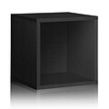 Way Basics 15H Large Eco Modern Stackable Storage Cube, Black Wood Grain (BS-SCUBE-BK)
