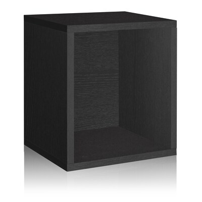 Way Basics 15.5H x 13.4W Eco Modular Tall Stackable Storage Cube Modern Cubby Organizer, Black Wood Grain (BS285340390BK)