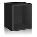 Way Basics 15.5H x 13.4W Eco Modular Tall Stackable Storage Cube Modern Cubby Organizer, Black Wood Grain (BS285340390BK)
