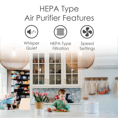 Crane HEPA Tabletop Air Purifier, 3-Speed, White (EE-7002AIR)