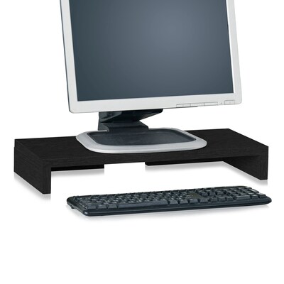 Way Basics 19.7W Simple Eco Modern Computer Monitor Stand Riser, Black Wood Grain (WB-STAND-BK)