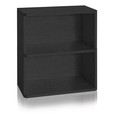 Way Basics 24.7H Webster 2-Shelf Bookcase Organizer and Modern Eco Storage Shelf Unit, Black Wood G