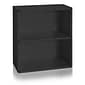 Way Basics 24.7"H Webster 2-Shelf Bookcase Organizer and Modern Eco Storage Shelf Unit, Black Wood Grain (WB-2SHELF-BK)