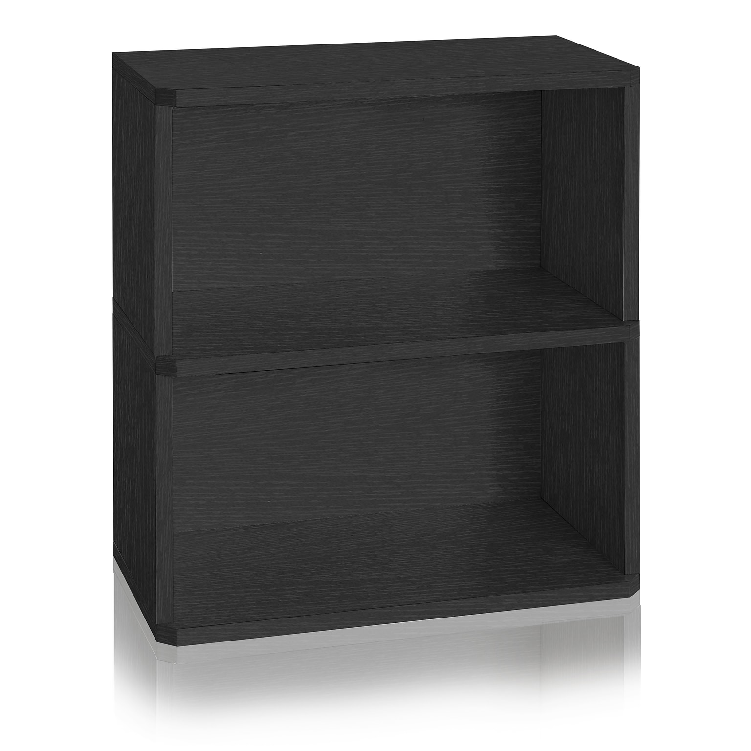 Way Basics 24.7H Webster 2-Shelf Bookcase Organizer and Modern Eco Storage Shelf Unit, Black Wood Grain (WB-2SHELF-BK)