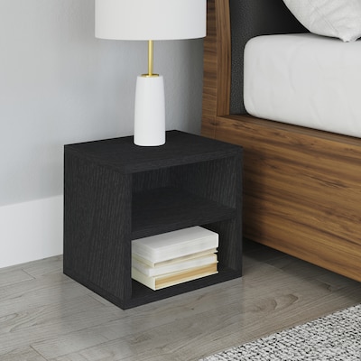 Way Basics 12.6"H x 13.4"W Modular Connect Cube with Shelf Eco Storage System, Black Wood Grain (C-SCUBE-BK)