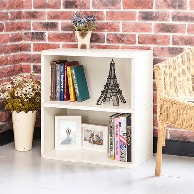 Way Basics 24.7"H Webster 2-Shelf Bookcase Organizer and Modern Eco Storage Shelf Unit, White (WB-2SHELF-WE)