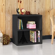 Way Basics 24.7H Webster 2-Shelf Bookcase Organizer and Modern Eco Storage Shelf Unit, Black Wood G