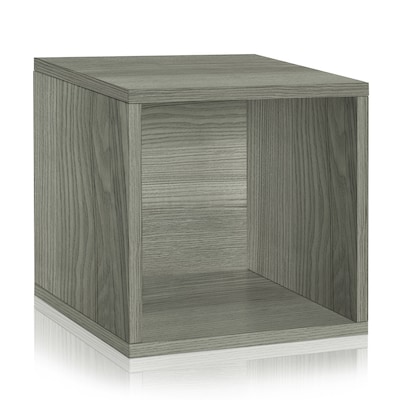 Way Basics 12.8H x 13.4W Eco Modular Stackable Storage Cube Modern Cubby Organizer, Gray Wood Grai