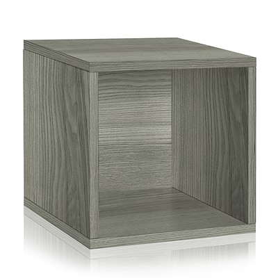 Way Basics 12.8H x 13.4W Eco Modular Stackable Storage Cube Modern Cubby Organizer, Gray Wood Grain (BS285340320-GY)