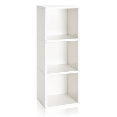 Way Basics 36.8"H Wynwood 3-Cube Narrow Bookcase Organizer and Modern Eco Storage Shelf Unit, White (WB-3CUBE-WE)