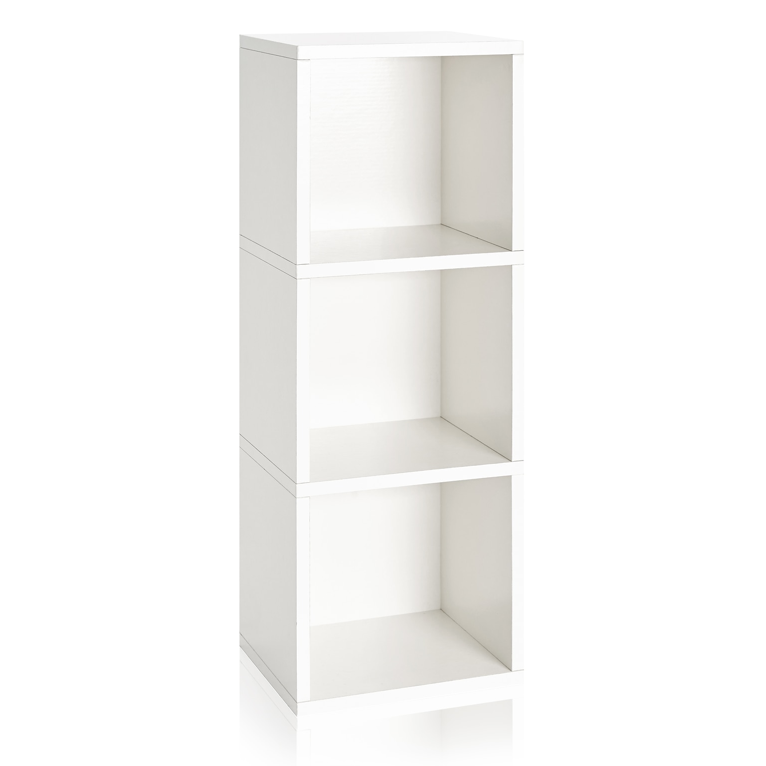 Way Basics 36.8H Wynwood 3-Cube Narrow Bookcase Organizer and Modern Eco Storage Shelf Unit, White (WB-3CUBE-WE)