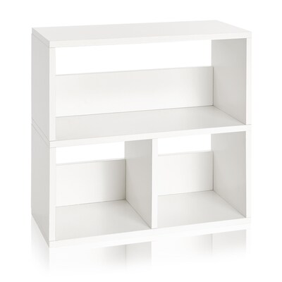 Way Basics 24.8"H Collins Cubby Bookcase, Organizer and Modern Eco Storage Shelf, White (WB-2SHELF-3-WE)