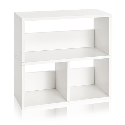Way Basics 24.8H Collins Cubby Bookcase, Organizer and Modern Eco Storage Shelf, White (WB-2SHELF-3-WE)