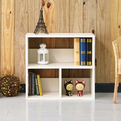 Way Basics 24.8"H Collins Cubby Bookcase, Organizer and Modern Eco Storage Shelf, White (WB-2SHELF-3-WE)