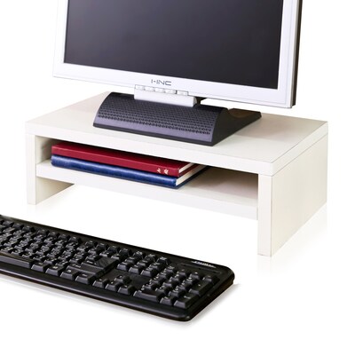 Way Basics 16.7W 2-Shelf Simple Eco Modern Computer Monitor Stand Riser, White (WB-STAND-2-WE)