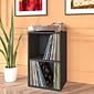 Way Basics 29.1"H 2 Shelf Vinyl Record Storage Cube and LP Record Album Modern Eco Shelf, Black Wood Grain (WB-2LP-BK)