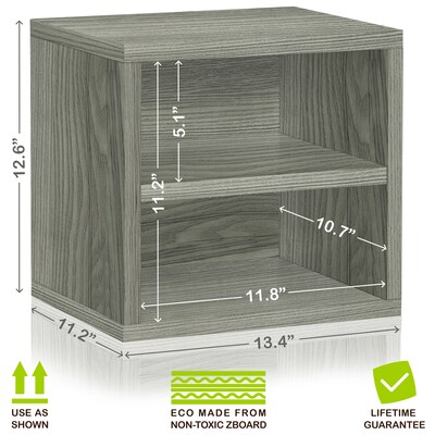 Way Basics Connect 12.6" x 13.4" Cube Storage with Shelf, Gray (C-SCUBE-GY)