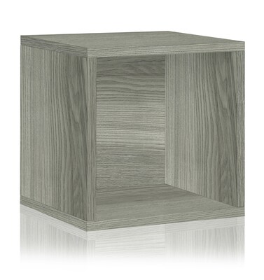 Way Basics 15H Large Eco Modern Stackable Storage Cube, Gray Wood Grain (BS-SCUBE-GY)