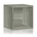 Way Basics 15H Large Eco Modern Stackable Storage Cube, Gray Wood Grain (BS-SCUBE-GY)